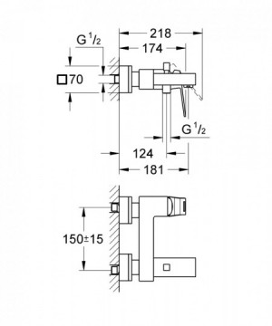 Baterie cada si dus GROHE Eurocube 23140000 Baterie CADA Crom Aerator. Poza 2