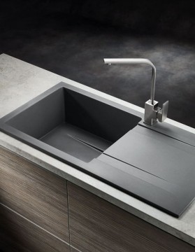 Chiuveta granit Pyramis KARTESIO 79x50 1B 1D Black. Poza 4