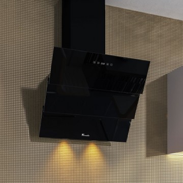 Hota Decorativa Tornado Megas 1200 (60) LED, clasa A, 1 motor Turbo, latime 60 cm, 4 viteze, absorbtie 1200 m3/ora, filtru anti-grasimi aluminiu 5 straturi, Negru. Poza 3