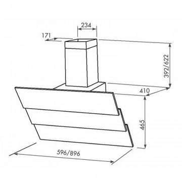 Hota Decorativa Tornado Megas 1200 (60) LED, clasa A, 1 motor Turbo, latime 60 cm, 4 viteze, absorbtie 1200 m3/ora, filtru anti-grasimi aluminiu 5 straturi, Negru. Poza 5