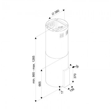 Hota tip Insula Tornado Tube Island 1200 (40) LED, 1 motor, inaltime 90-120 cm, 4 viteze, absorbtie 1200 m3/ora, Alb