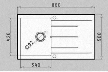 Poza Chiuveta Granit ALAZIA 86x50 1B 1D Carbon
