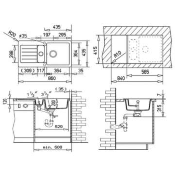 Poza Chiuveta bucatarie granit Teka Kea 60B TG 1 1/2B 1D Sandbeige, reversibila, 1 cuva mare, 1 cuva mica, picurator, 40143354