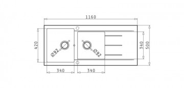 Poza Chiuveta Granit Alazia 116x50 1 3/4B 1D Sand Beige 070137811