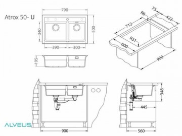 Chiuveta bucatarie granit Alveus ATROX 50 G55 BEIGE MELANGE. Poza 2