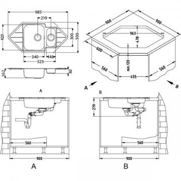 Poza Chiuveta bucatarie inox Alveus LINE 40 LEINEN