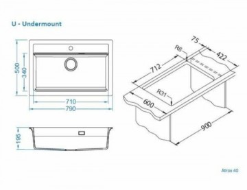Poza Pachet bucatarie chiuveta si baterie Alveus Atrox 40 si baterie Kati Negru ( Accesorii incluse)