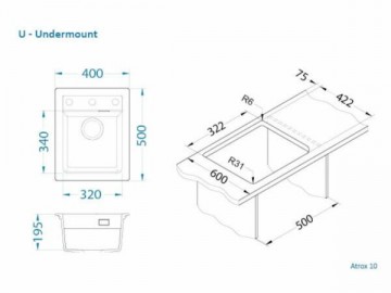 Poza Pachet bucatarie Alveus Atrox 10 si baterie Kati Gri ( Tocator inclus )
