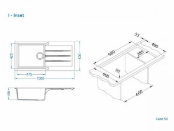 Poza Pachet bucatarie Alveus Cadit 50 si baterie Kati Bej ( Tocator inclus )