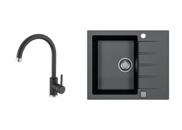 Set chiuveta si baterie bucatarie Alveus CADIT 10 G91/ KATI G91 negru. Poza 4