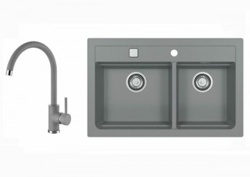 Set chiuveta si baterie bucatarie Alveus ATROX 50 G81/ KATI G81 gri. Poza 4