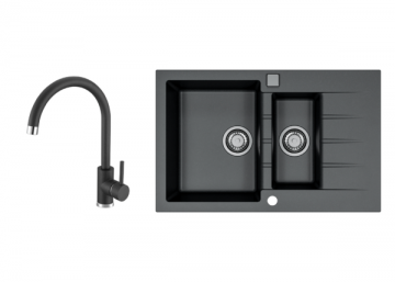 Set chiuveta de bucatarie Alveus Cadit 70 si baterie Kati CARBON negru. Poza 4