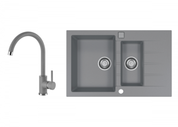 Set chiuveta de bucatarie Alveus Cadit 70 si baterie Kati CONCRETE gri. Poza 5