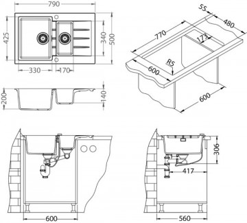 Set chiuveta de bucatarie Alveus Cadit 70 si baterie Kati CONCRETE gri. Poza 1