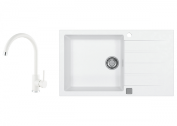 Poza Set chiuveta de bucatarie Alveus Cadit 40 si baterie Kati ARTIC alb + tocator