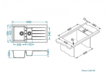 Poza Chiuveta bucatarie compozit Alveus Cadit 80 negru