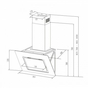 Poza Hota decorativa Pyramis MAGIC Black Glass 90cm 202300493