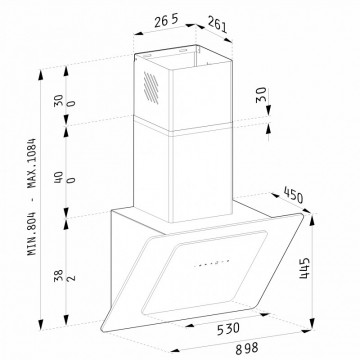 Poza Hota decorativa Pyramis FIERO Black Glass 90cm 065023001