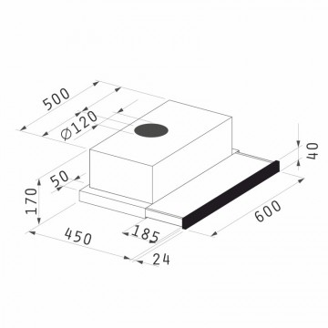 Poza Hota incorporabila telescopica Pyramis ECO SLIDING 2MT 1350WG alb 202300398