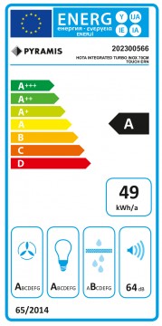 Poza Hota total incorporabila Pyramis Turbo ERN 70cm Inox 202300566