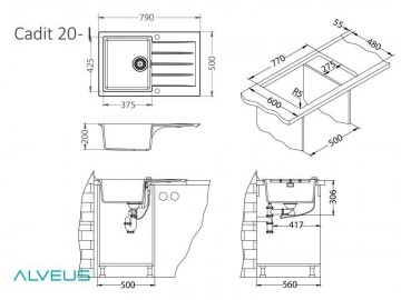 Poza Pachet chiuveta bucatarie Alveus Cadit 20 si baterie bucatarie Flexa negru satin