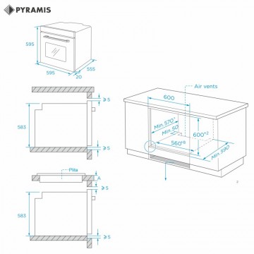 Poza Cuptor electric incorporabil Pyramis 60IN 6075 Megalo Black Glass 034016101