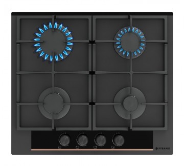 Poza Pachet electrocasnice bucatarie cuptor incorporabil si plita Pyramis Duo Copper Line 2080 Black Glass 202300519