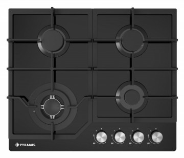 Poza Plita gaz incorporabila Pyramis 60PG 6611 Black Glass, Wok si Fonta 030034401