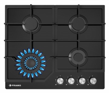 Poza Plita gaz incorporabila Pyramis 60PG 6611 Black Glass, Wok si Fonta 030034401