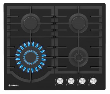 Poza Plita gaz incorporabila Pyramis 60PG 6511 Black Glass, Wok si Fonta 030033801