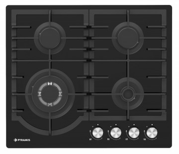 Poza Plita gaz incorporabila Pyramis 60PG 6511 Black Glass, Wok si Fonta 030033801