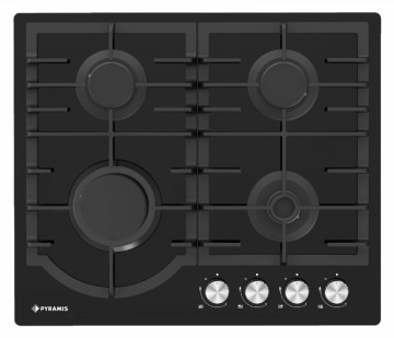 Poza Plita gaz incorporabila Pyramis 60PG 6501 Black Glass si Fonta 030033501