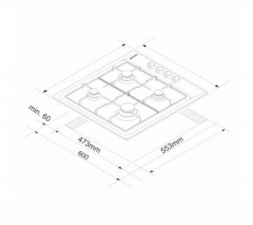 Poza Plita gaz incorporabila Pyramis 60PG 640,  inox, 2021000256