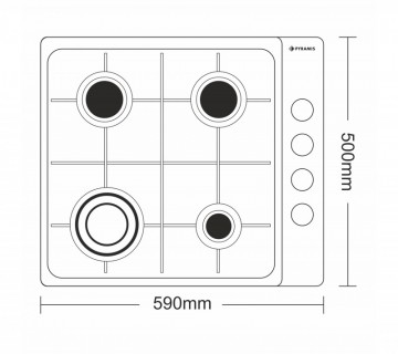 Poza Plita gaz incorporabila Pyramis 60PG 640,  inox, 2021000256