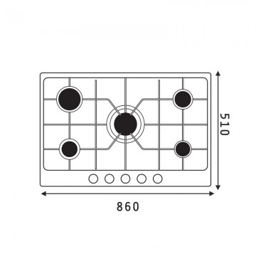 Poza Plita gaz incorporabila Pyramis 90PG 630, 5 ochiuri, inox,  202100255