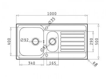 Poza Set chiuveta incastrabila inox FEDRA EXTRA 100 LN si baterie BELLO crom 101230801BLO
