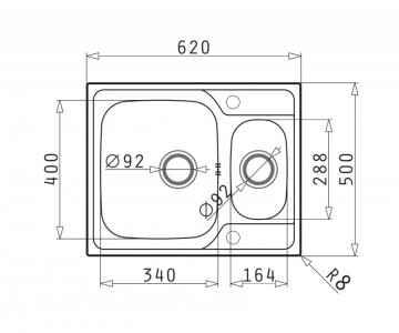 Poza Set chiuveta inox incastrabila Pyramis FEDRA EXTRA 62 SM si baterie BELLO crom 101200402BLO