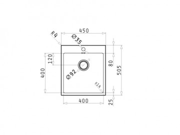 Chiuveta Inox Pyramis ISTROS 450mm*505mm 100098101. Poza 2
