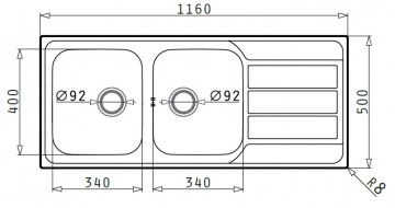 Chiuveta Inox Athena 1160mm*500mm Pyramis 100182401. Poza 2