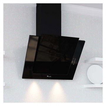 Hota Decorativa Tornado Vertikal 750 (60) LED, 1 motor Turbo, latime 60 cm, 3 viteze, absorbtie 750 m3/ora, filtru anti-grasimi aluminiu 5 straturi, Negru