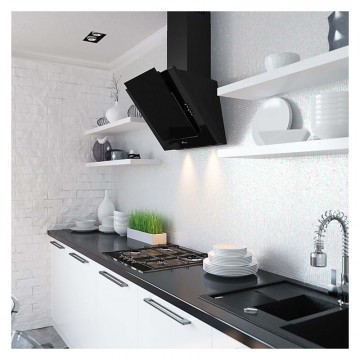 Hota Decorativa Tornado Vertikal 750 (60) LED, 1 motor Turbo, latime 60 cm, 3 viteze, absorbtie 750 m3/ora, filtru anti-grasimi aluminiu 5 straturi, Negru