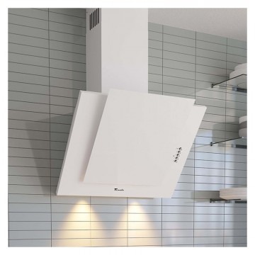 Hota Decorativa Tornado Vertikal 750 (60) LED, 1 motor Turbo, latime 60 cm, 3 viteze, absorbtie 750 m3/ora, filtru anti-grasimi aluminiu 5 straturi, Alb