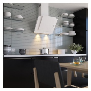 Hota Decorativa Tornado Vertikal 750 (60) LED, 1 motor Turbo, latime 60 cm, 3 viteze, absorbtie 750 m3/ora, filtru anti-grasimi aluminiu 5 straturi, Alb