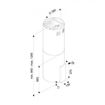 Hota tip Insula Tornado Tube Island 1200 (40) LED, 1 motor, inaltime 90-120 cm, 4 viteze, absorbtie 1200 m3/ora, Negru