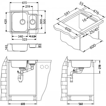 Poza Chiuveta de bucatarie Alveus din inox LINE 50 LEINEN DREAPTA