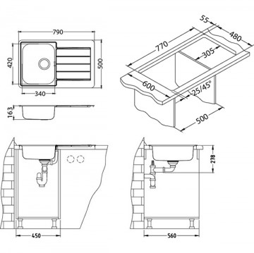 Poza Chiuveta de bucatarie Alveus din inox LINE 80 LEINEN STANGA