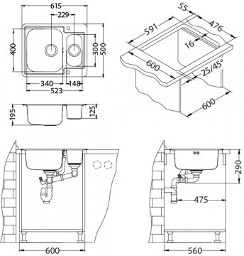 Poza Chiuveta de bucatarie Alveus din inox LINE MAXIM 50 SATIN