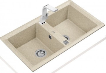 Poza Chiuveta Teka Stone 90B TG 2B cu doua cuve, 860x510mm, Sandbeige