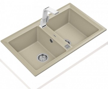 Poza Chiuveta Teka Stone 90B TG 2B cu doua cuve, 860x510mm, Topasbeige