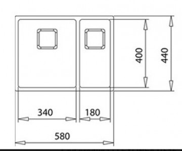 Poza Chiuveta Teka Flexlinea RS15 2B 580 cu doua cuve, 580x440cm, inox